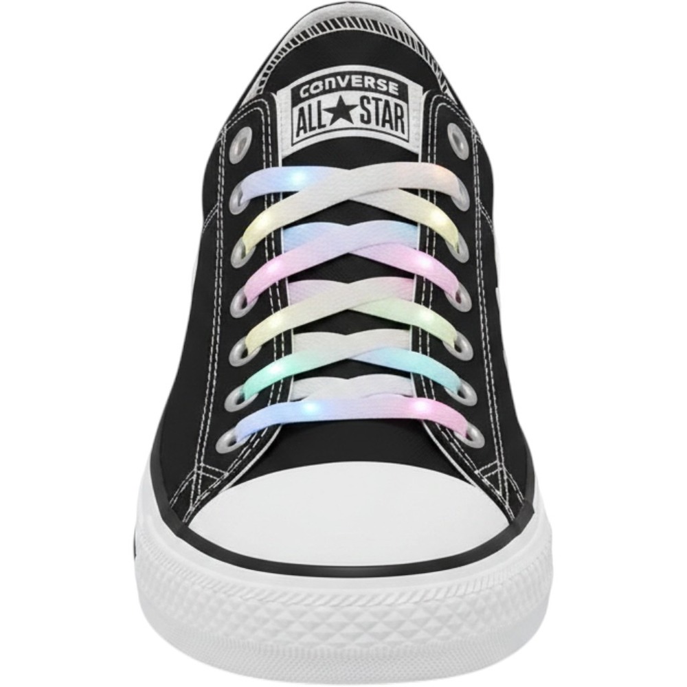 Converse All Star Black Knit Low Top Sneakers Fiber Optic Light Up Laces 5 Kids